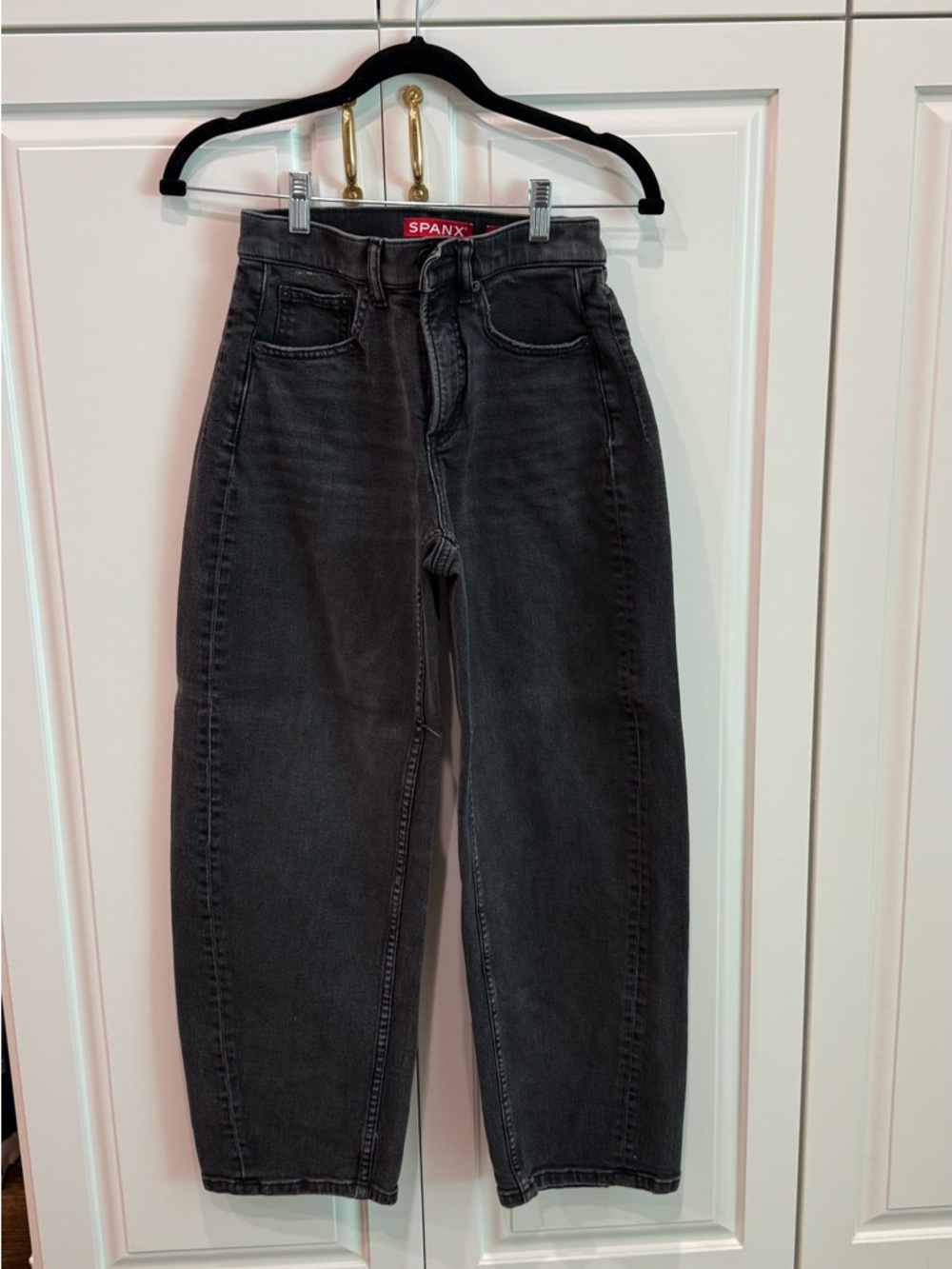 SPANX High-Rise Washed Black Straight-Leg Jeans